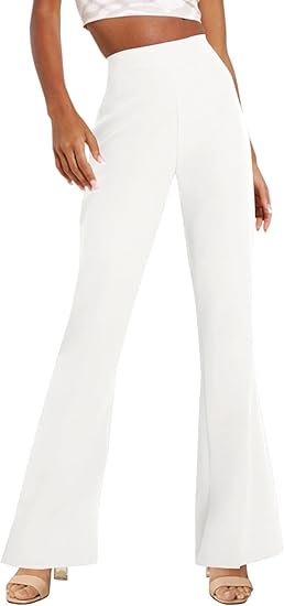 TOPSRANI stretchy bootcut white pants 913