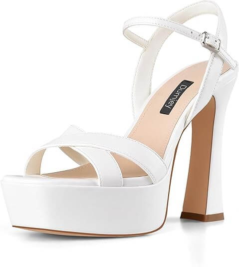 High Heel Platform White Shoes