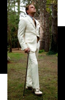 Jay Gatsby from the movie "The Great Gatsby" in his iconic white suit