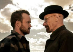 Walter White and Jesse faceoff each other